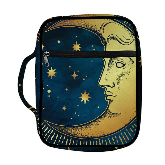 Vintage Moon And Sun Print Front Pocket Bible Bag
