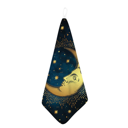 Vintage Moon And Sun Print Hand Towel