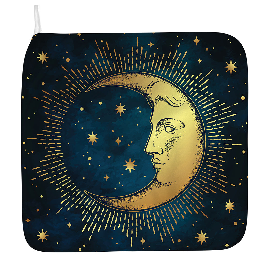 Vintage Moon And Sun Print Hand Towel