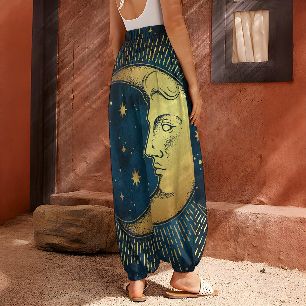 Vintage Moon And Sun Print Harem Pants