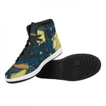 Vintage Moon And Sun Print High Top Leather Sneakers