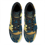 Vintage Moon And Sun Print High Top Leather Sneakers