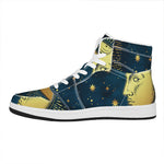 Vintage Moon And Sun Print High Top Leather Sneakers