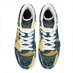 Vintage Moon And Sun Print High Top Leather Sneakers