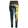 Vintage Moon And Sun Print High-Waisted Pocket Leggings