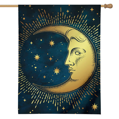 Vintage Moon And Sun Print House Flag