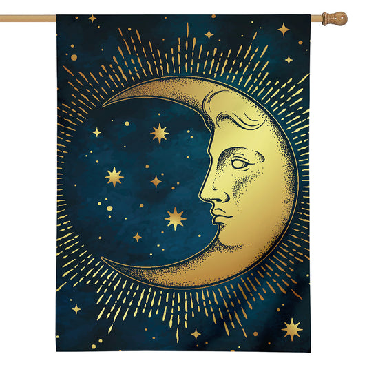 Vintage Moon And Sun Print House Flag
