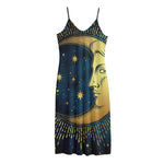 Vintage Moon And Sun Print Jersey Midi Cami Dress