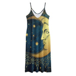 Vintage Moon And Sun Print Jersey Midi Cami Dress