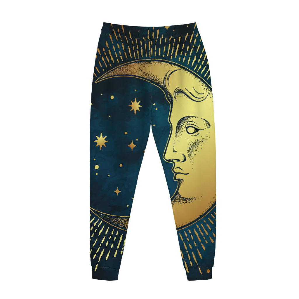 Vintage Moon And Sun Print Jogger Pants