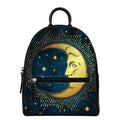 Vintage Moon And Sun Print Leather Backpack