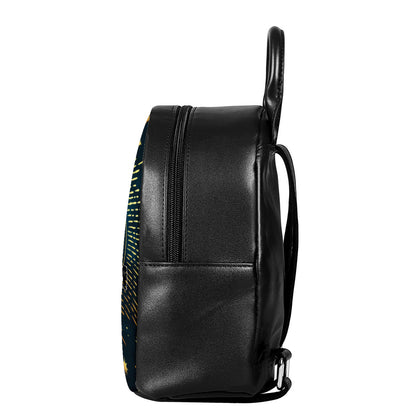 Vintage Moon And Sun Print Leather Backpack