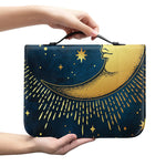 Vintage Moon And Sun Print Leather Bible Cover