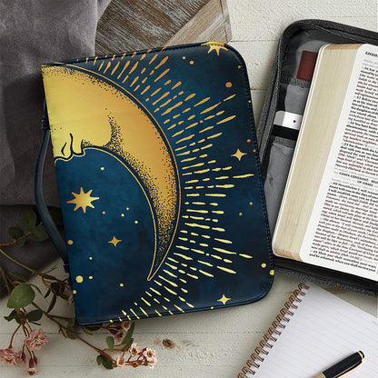 Vintage Moon And Sun Print Leather Bible Cover