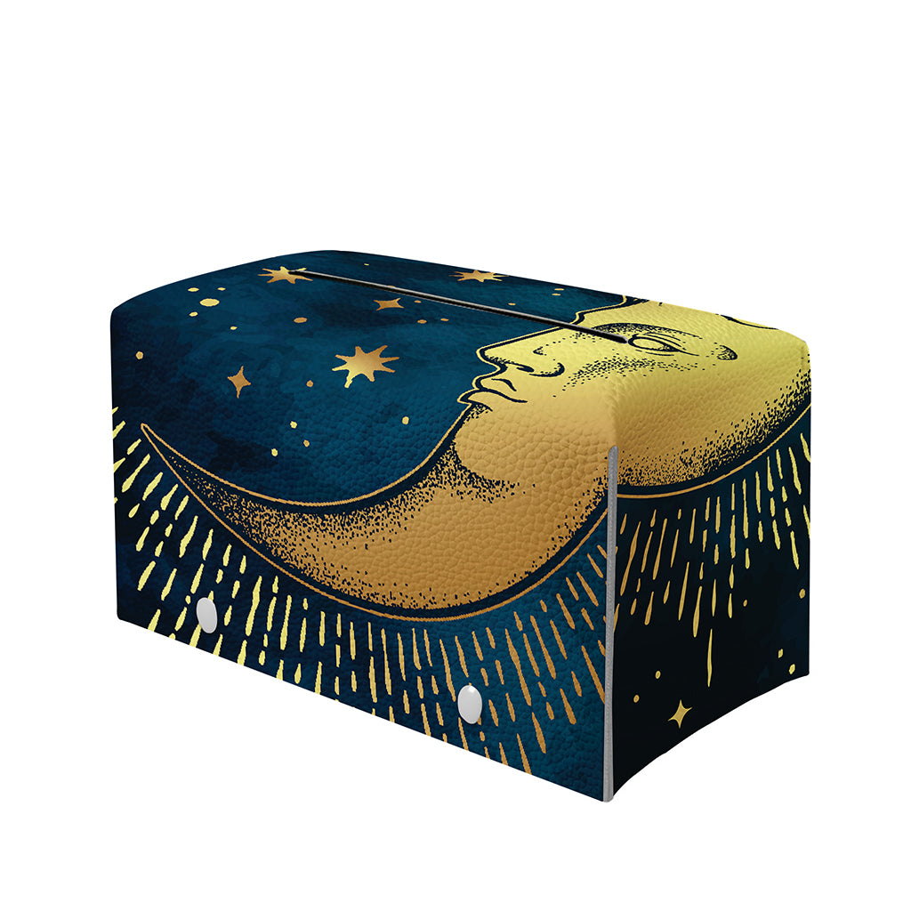 Vintage Moon And Sun Print Leather Tissue Box Cover