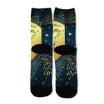 Vintage Moon And Sun Print Long Socks