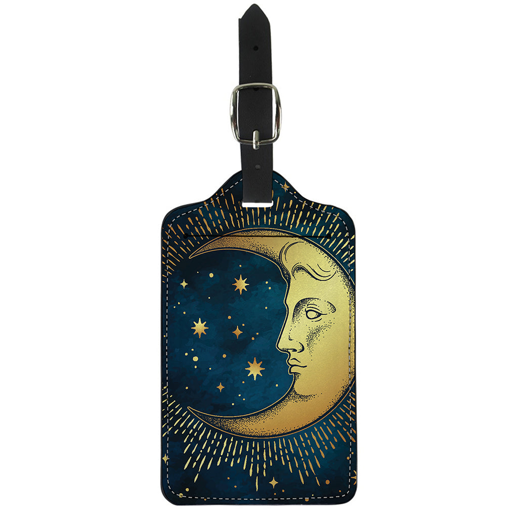 Vintage Moon And Sun Print Luggage Tag