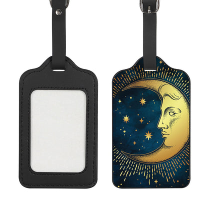 Vintage Moon And Sun Print Luggage Tag