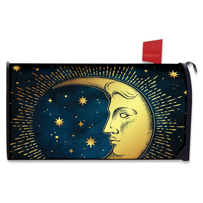 Vintage Moon And Sun Print Mailbox Cover