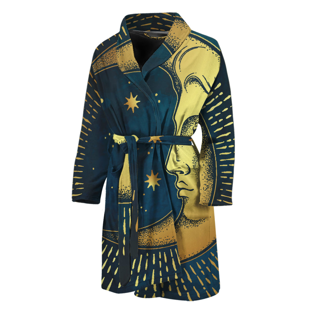 Vintage Moon And Sun Print Men's Bathrobe