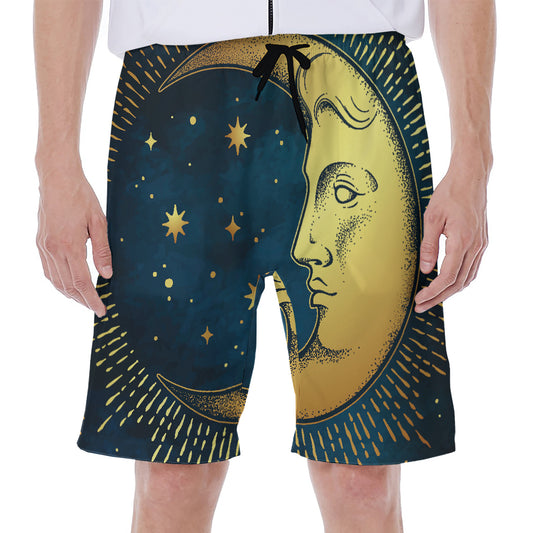 Vintage Moon And Sun Print Men's Beach Shorts