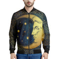 Vintage Moon And Sun Print Men's Bomber Jacket