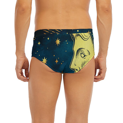 Vintage Moon And Sun Print Men's Briefs
