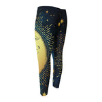 Vintage Moon And Sun Print Men's Compression Pants