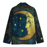 Vintage Moon And Sun Print Men's Cotton Blazer