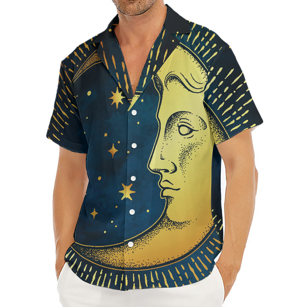 Vintage Moon And Sun Print Men's Deep V-Neck Shirt