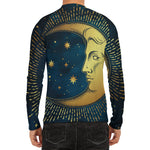 Vintage Moon And Sun Print Men's Long Sleeve Rash Guard