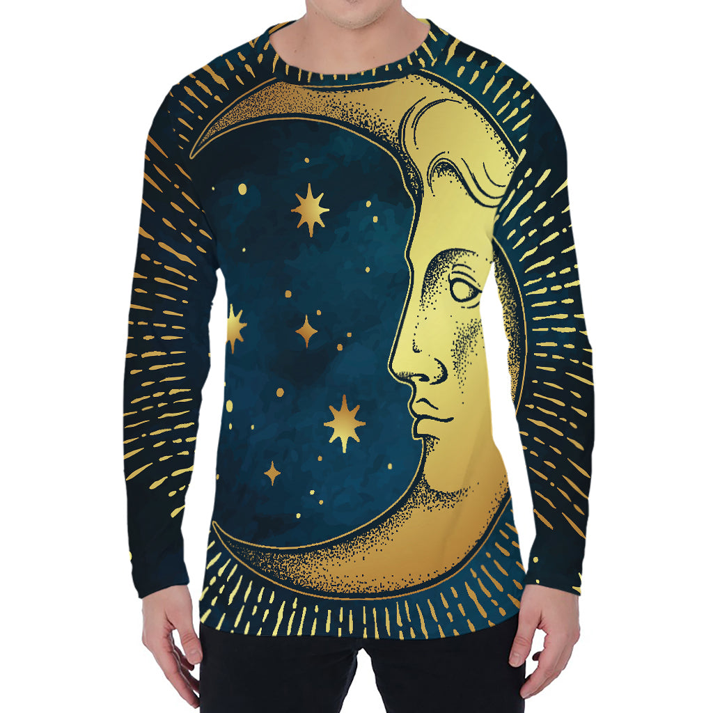 Vintage Moon And Sun Print Men's Long Sleeve T-Shirt