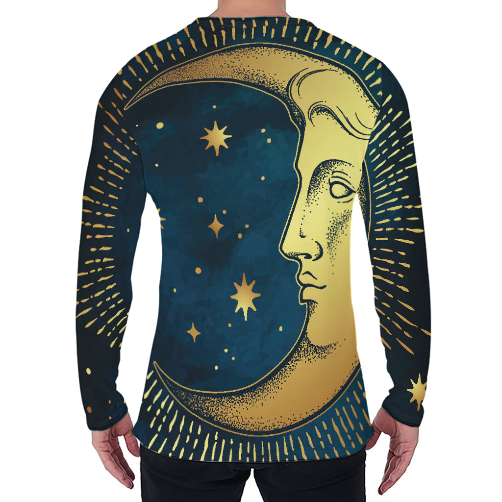 Vintage Moon And Sun Print Men's Long Sleeve T-Shirt