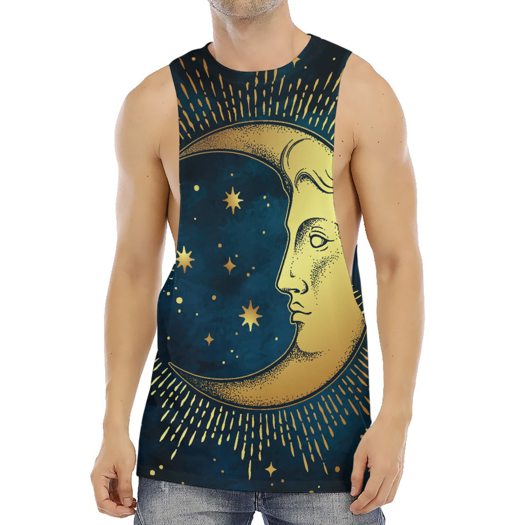 Vintage Moon And Sun Print Men's Muscle Tank Top