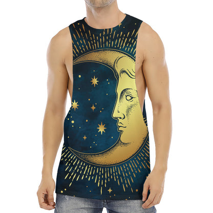 Vintage Moon And Sun Print Men's Muscle Tank Top