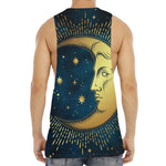 Vintage Moon And Sun Print Men's Muscle Tank Top