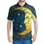 Vintage Moon And Sun Print Men's Polo Shirt