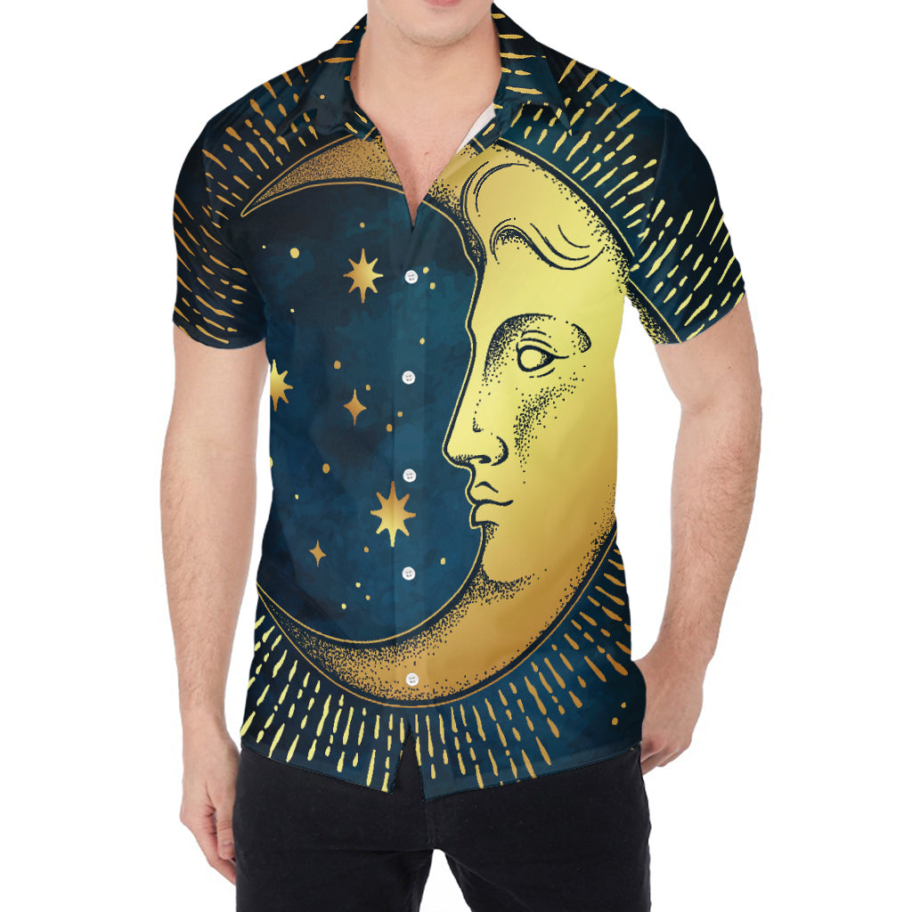 Vintage Moon And Sun Print Men's Shirt