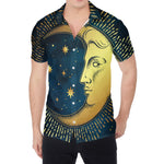 Vintage Moon And Sun Print Men's Shirt