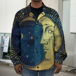 Vintage Moon And Sun Print Men's Shirt Jacket