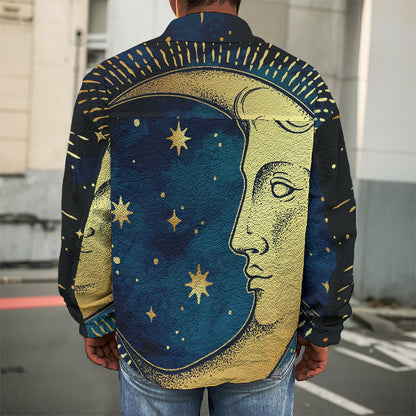 Vintage Moon And Sun Print Men's Shirt Jacket