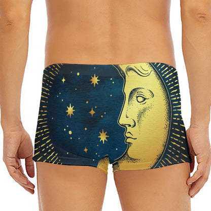 Vintage Moon And Sun Print Men's Short Boxer Briefs