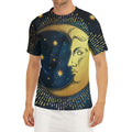Vintage Moon And Sun Print Men's Short Sleeve Rash Guard