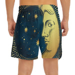 Vintage Moon And Sun Print Men's Split Running Shorts