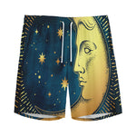 Vintage Moon And Sun Print Men's Sports Shorts