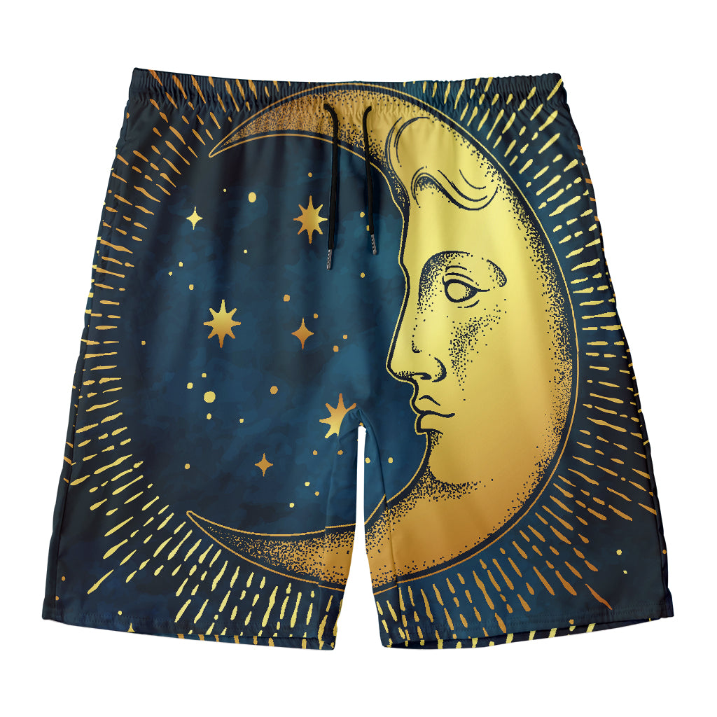 Vintage Moon And Sun Print Men's Swim Trunks