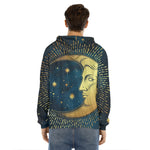 Vintage Moon And Sun Print Men's Velvet Pullover Hoodie