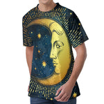 Vintage Moon And Sun Print Men's Velvet T-Shirt