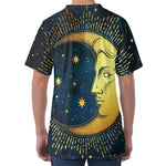 Vintage Moon And Sun Print Men's Velvet T-Shirt