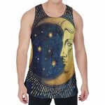 Vintage Moon And Sun Print Men's Velvet Tank Top